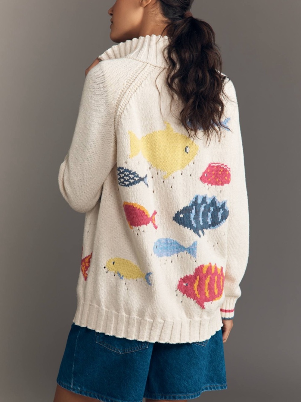Anthropologie Pilcro Fish Icon Zip-Up Sweater